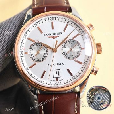 Longines Conquest Grand Complications Watches 2-Tone Rose Gold Leather Strap